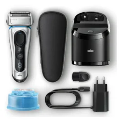 Braun Series 8 8390cc Next Generation, Electric Shaver, Clean&Charge Station, Fabric Case - Silver -Professional Care Product Stores 12439668 6694793791791786