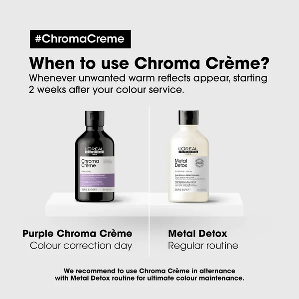 L'Oréal Professionnel Paris Chroma Crème Yellow-Tones Neutralizing Cream Shampoo - Blondes To Platinum Blondes 300ml 8 L'Oréal Professionnel Paris Chroma Crème Yellow-Tones Neutralizing Cream Shampoo - Blondes To Platinum Blondes 300ml - Image 6