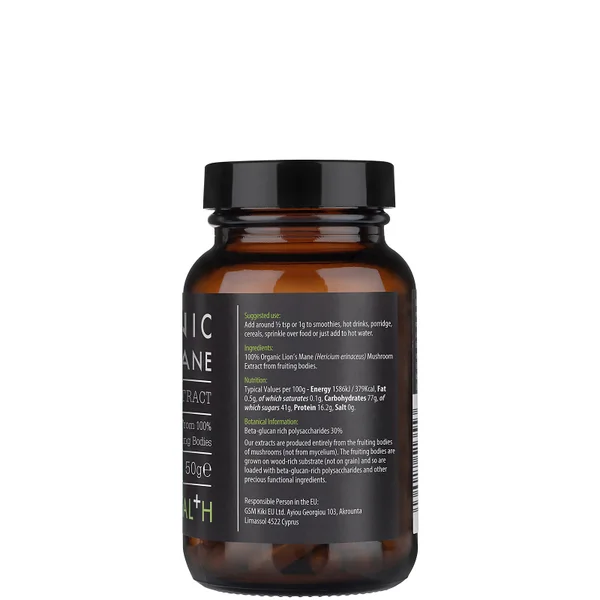 KIKI Health Organic Mushroom Extract Lion's Mane Powder 50g 4 KIKI Health Organic Mushroom Extract Lion's Mane Powder 50g - Image 2